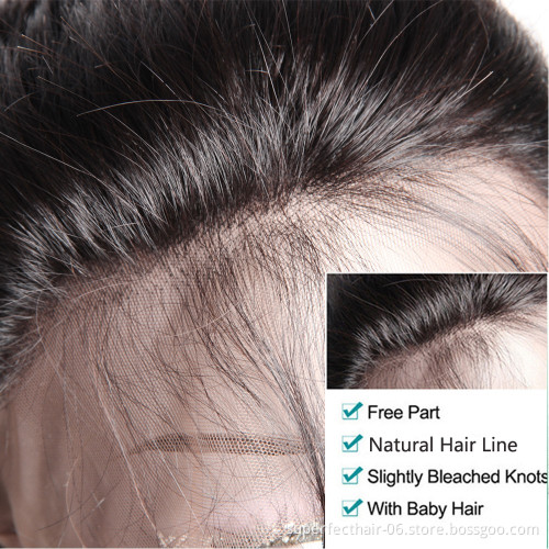 Hand Made Knot Invisible Human Hair Piece 100 Percent Indian Virgin Hair Material Deep Wave  Lace Frontal